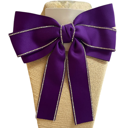 Purple Hair Bow with Rhinestones