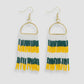 Allison Game Day Stripe Fringe Earrings Green/Yellow