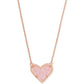 Ari Heart Short Pendant Necklace Rose Gold Pink Drusy