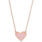 Ari Heart Short Pendant Necklace Rose Gold Pink Drusy