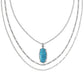 Elle Bamboo Frame Triple Strand Necklace Vin Silver Indigo Magnesite