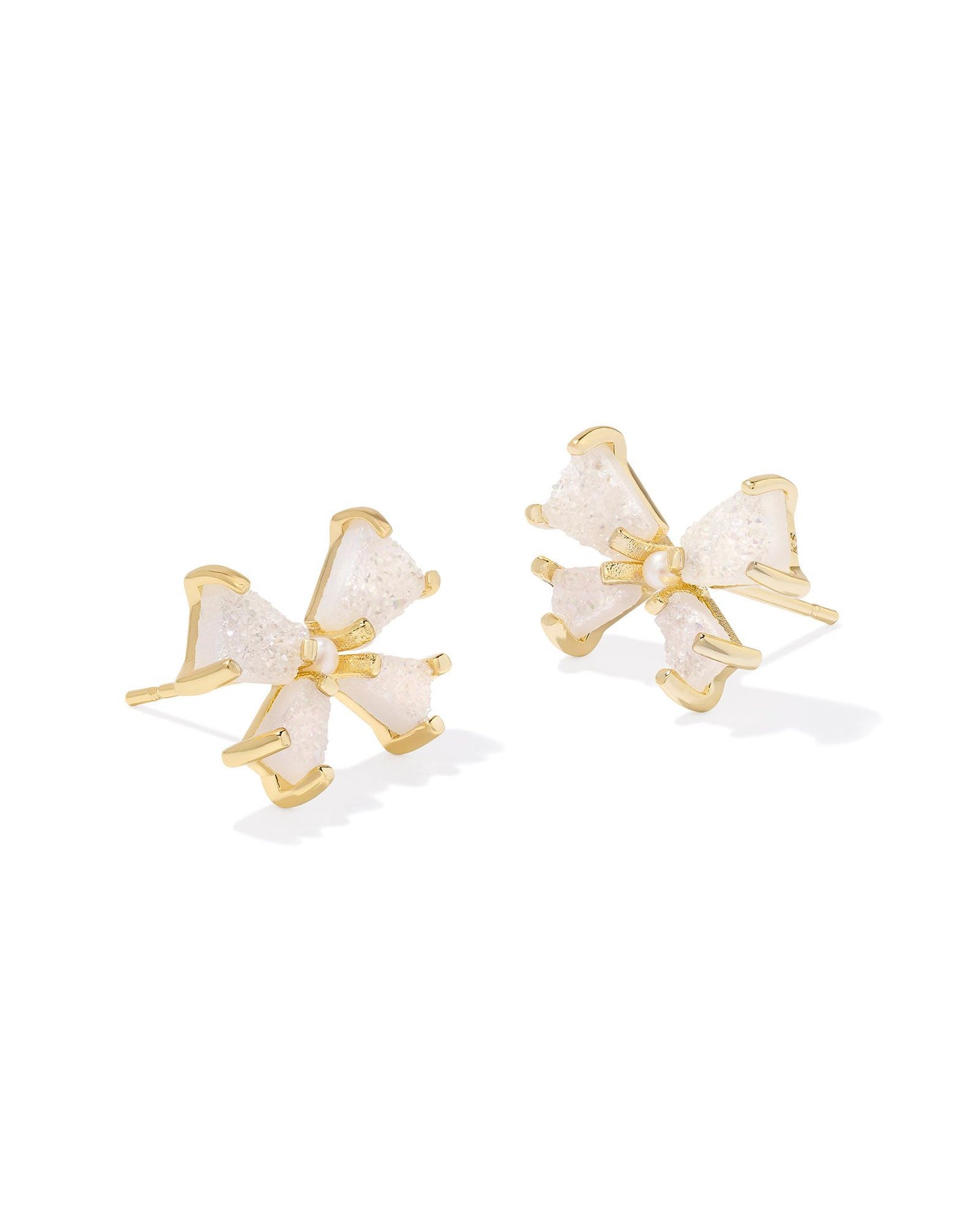 Blair Bow Small Stud Earrings Gold Iri Drusy