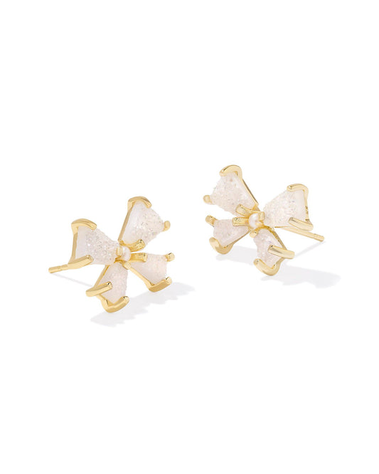 Blair Bow Small Stud Earrings Gold Iri Drusy