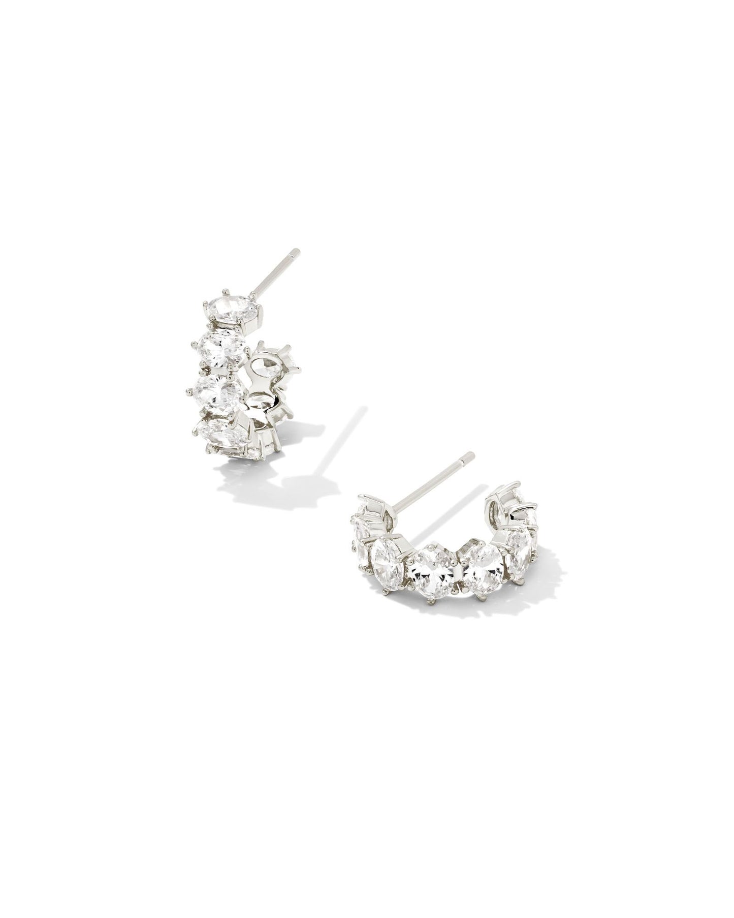 Cailin Crystal Huggie Earrings Silver White CZ