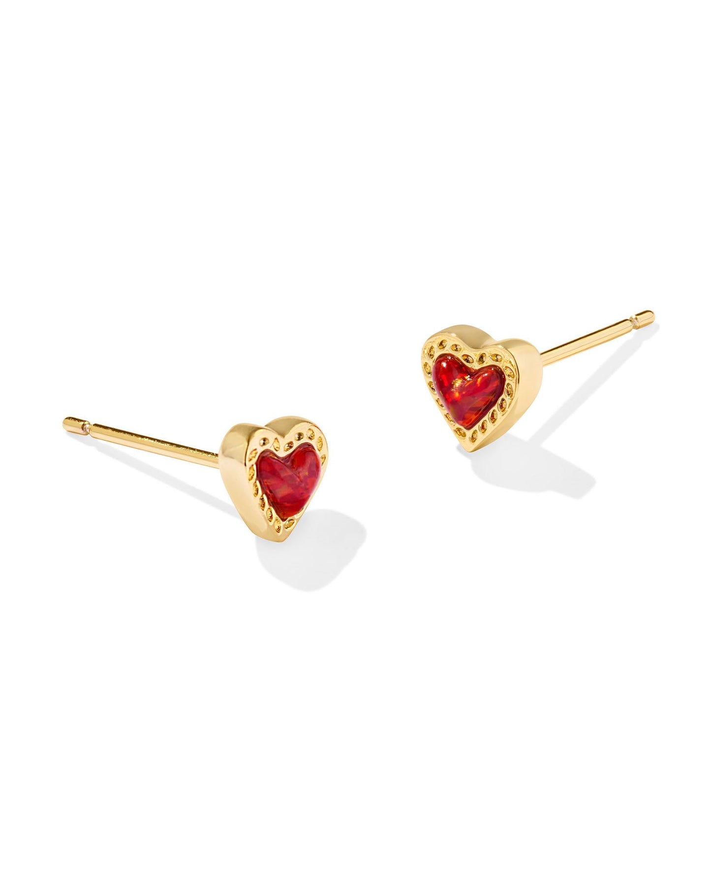 Mini Ari Heart Stud Earrings Red Opal