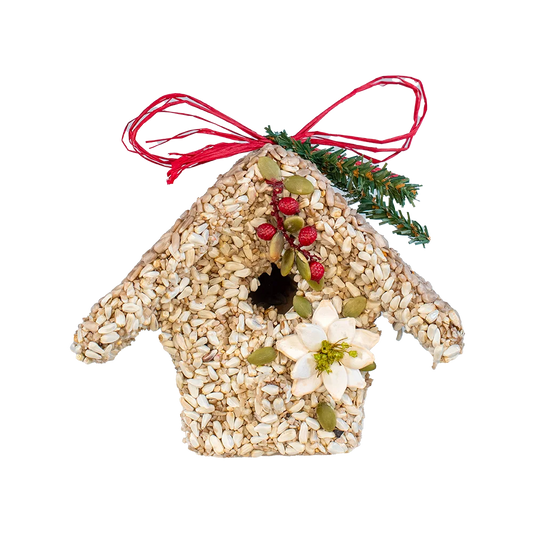 Poinsettia Birdie Cottage Birdseed Treat