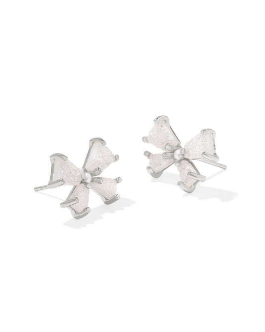 Blair Bow Small Stud Earrings Silver Iri Drusy