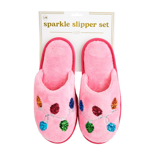 Holiday Sparkle Slippers Pink