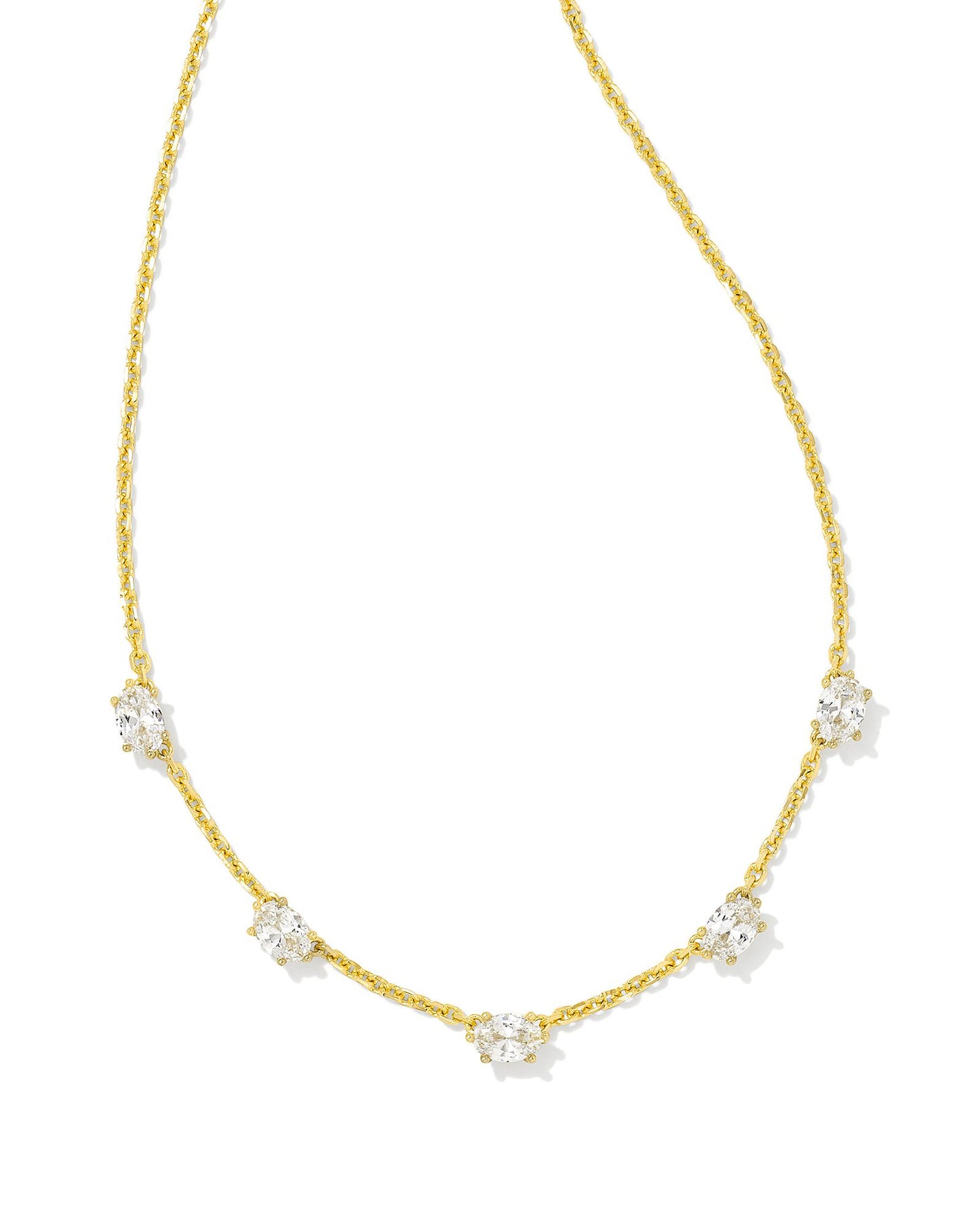 Cailin Crystal Strand Necklace Gold White CZ