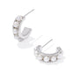 Krista Huggie Earrings Silver White Pearl