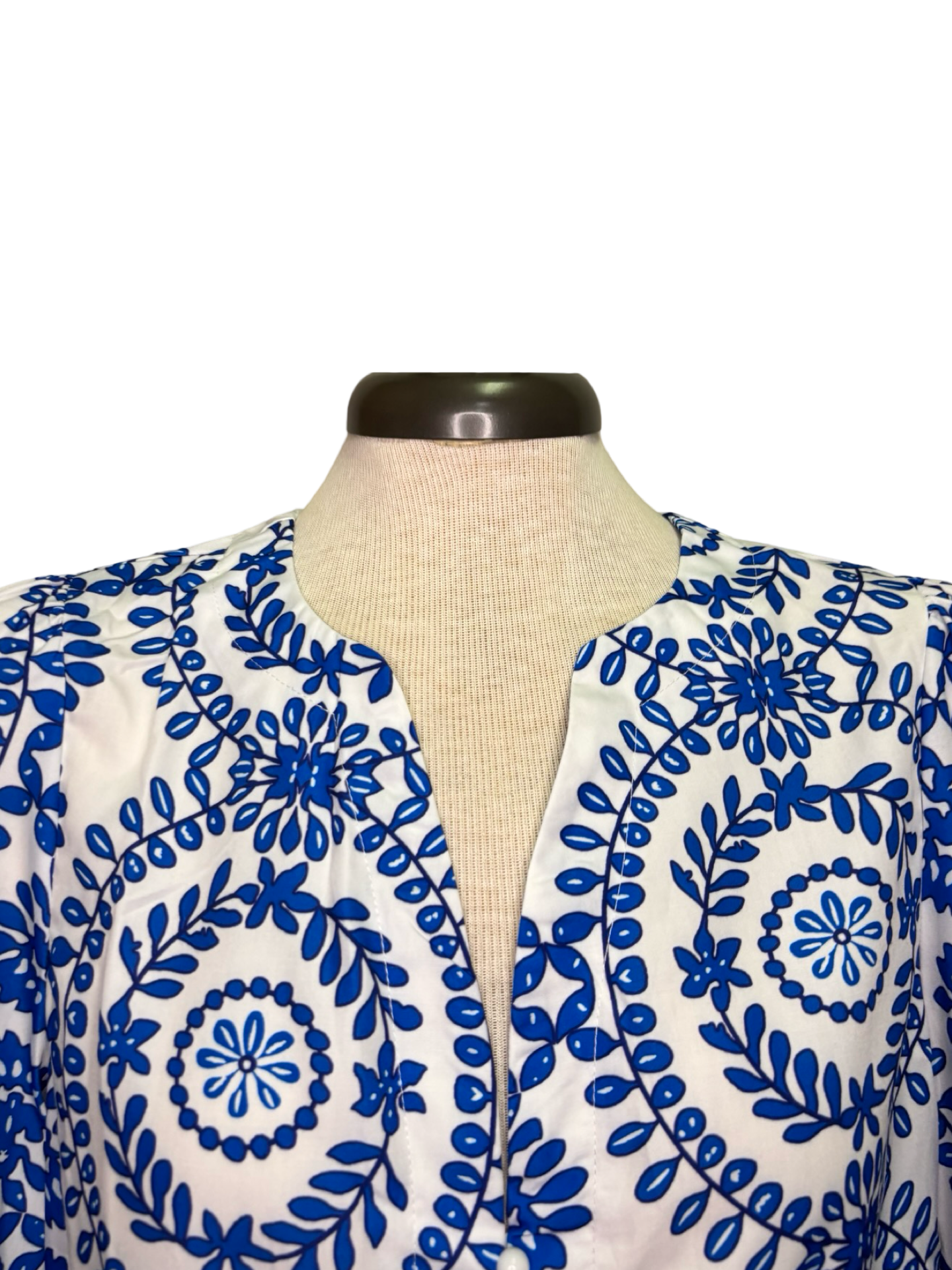 Blue Vintage V Neck Blouse