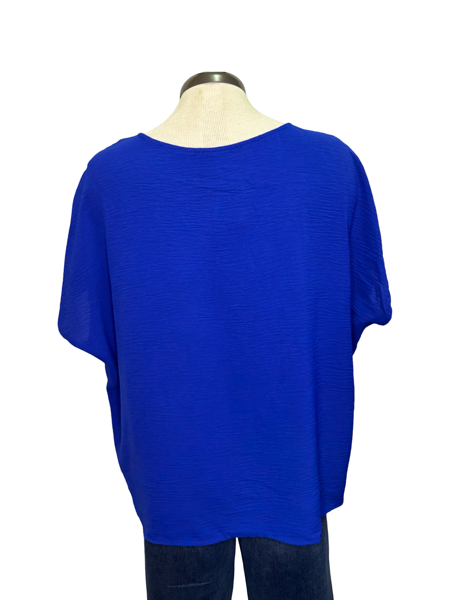 Breezy Short Sleeve V Neck Blouse Royal Blue