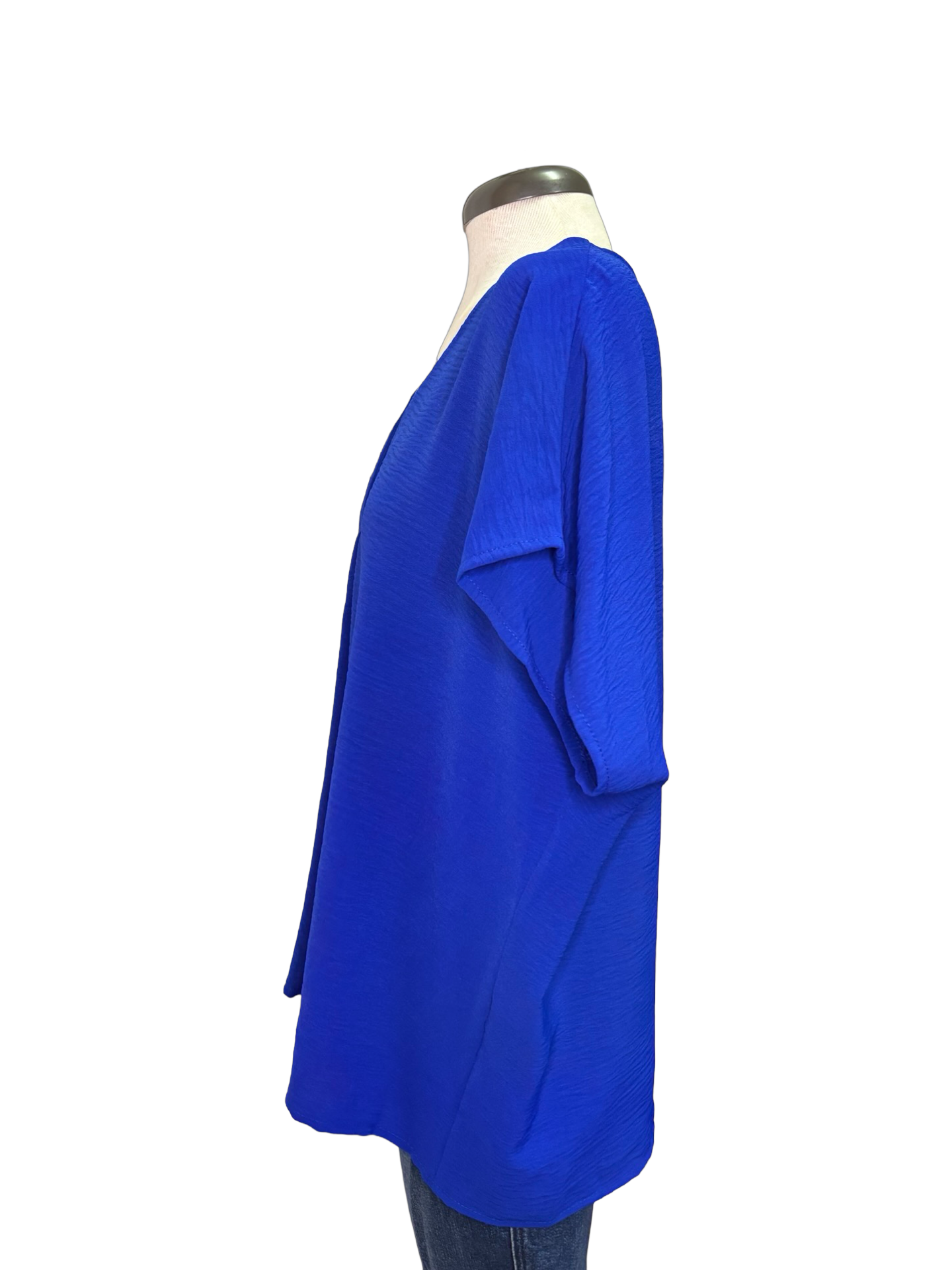 Breezy Short Sleeve V Neck Blouse Royal Blue