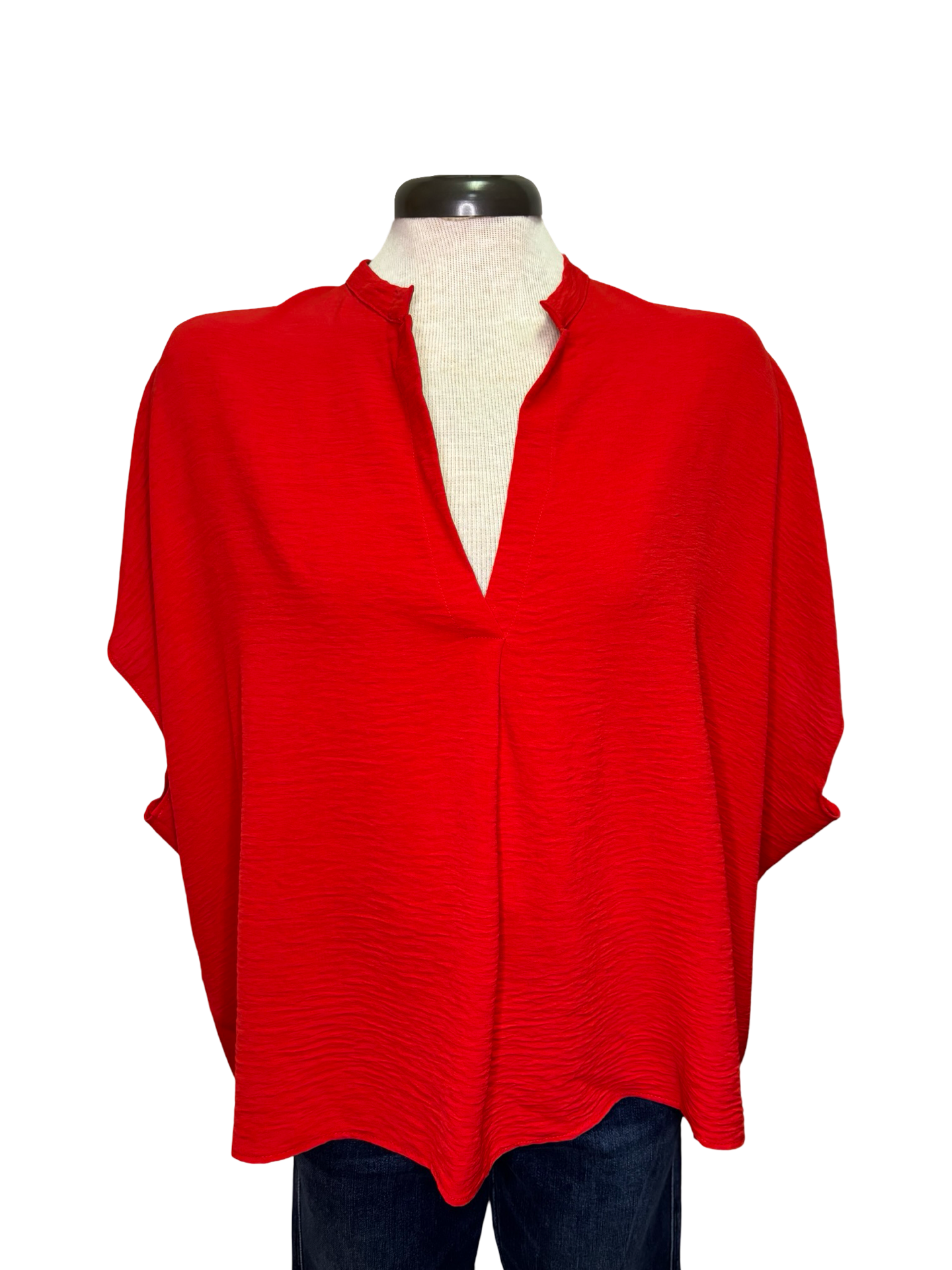 Notched Neckline Dolman Top Tomato