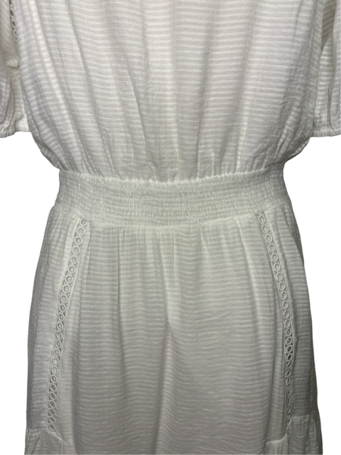 Trim Cinch Waist Dress White