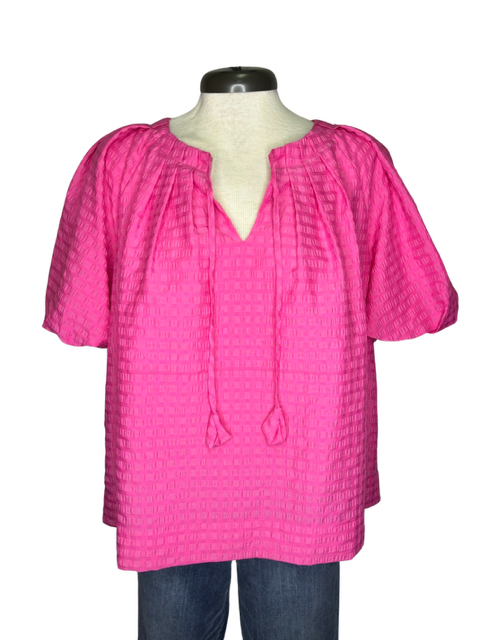 Pink Pleated Puff Sleeve Top