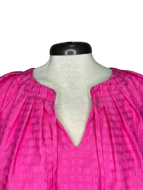 Pink Pleated Puff Sleeve Top