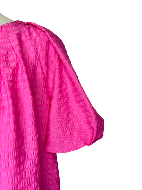 Pink Pleated Puff Sleeve Top