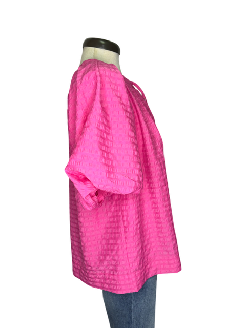 Pink Pleated Puff Sleeve Top