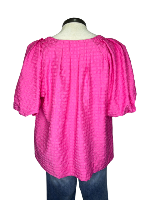 Pink Pleated Puff Sleeve Top