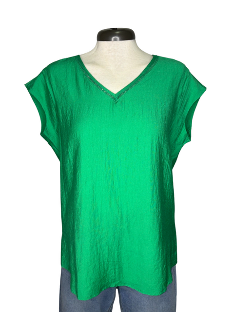 Allie Flowy V Neck Blouse Green