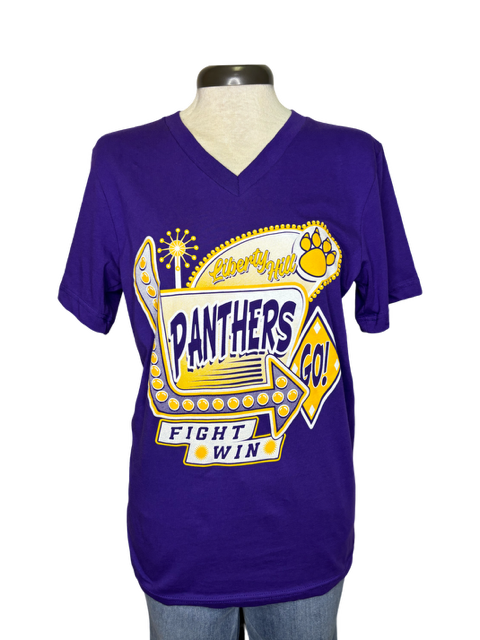 Panther Retro Glitter V Neck Tee