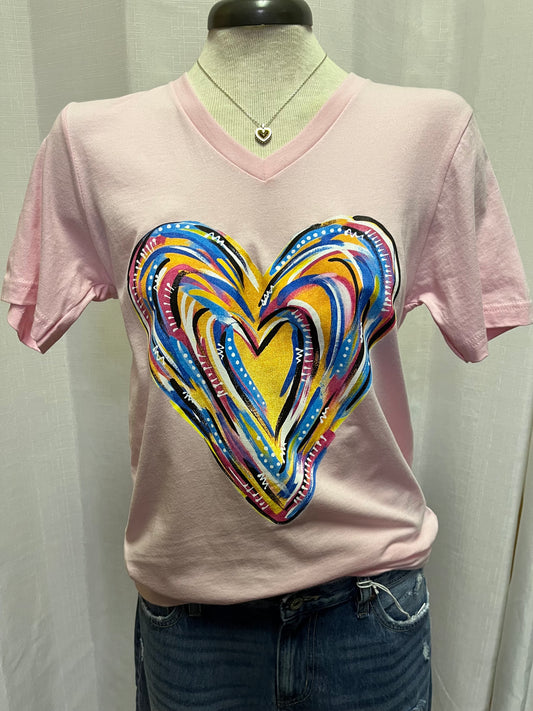 Painted Heart Pink Tee