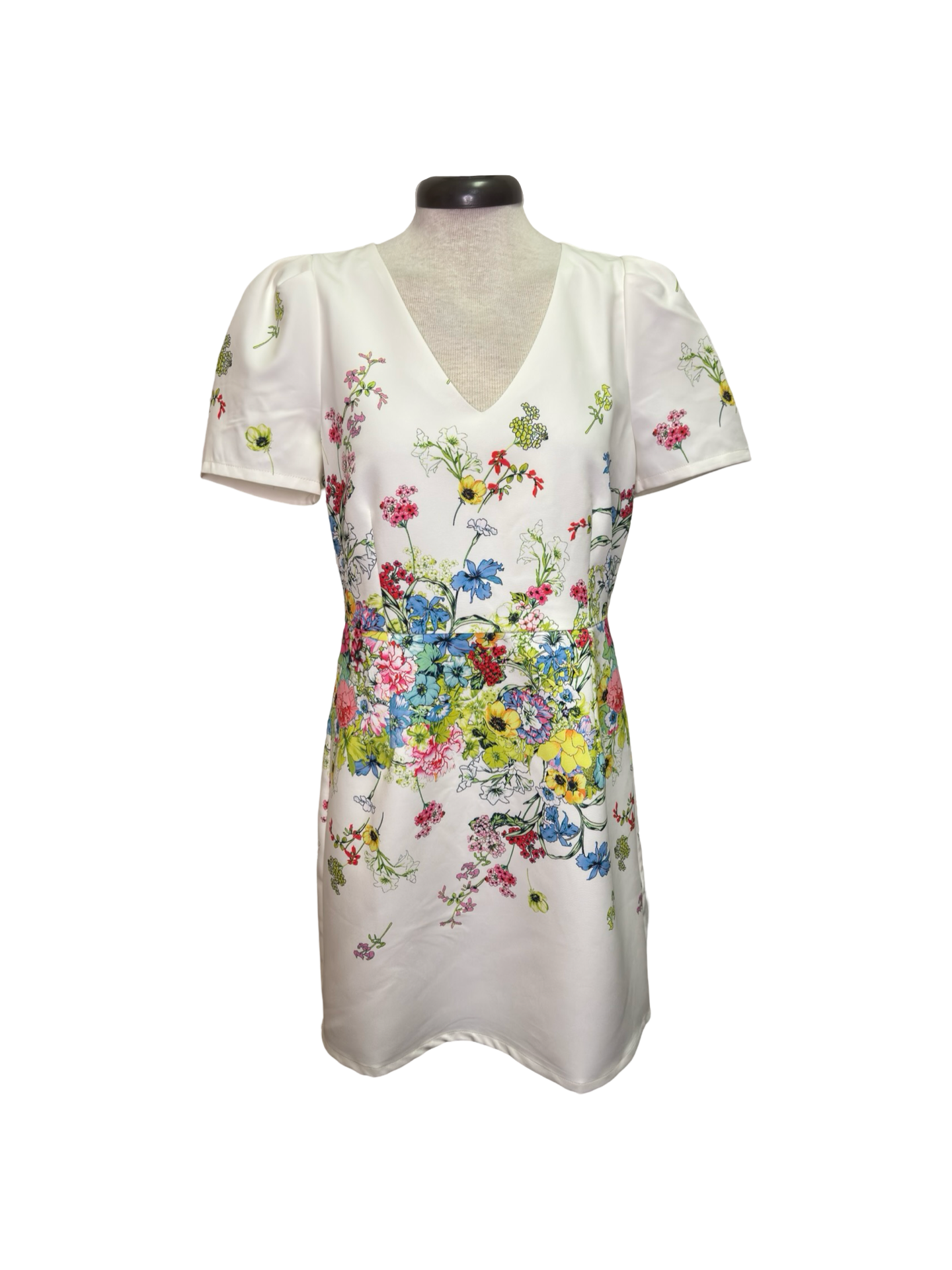 Bursting Gardens V Neck Fitted Dress