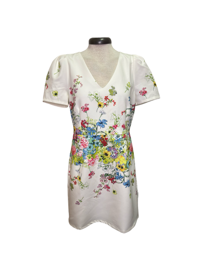 Bursting Gardens V Neck Fitted Dress