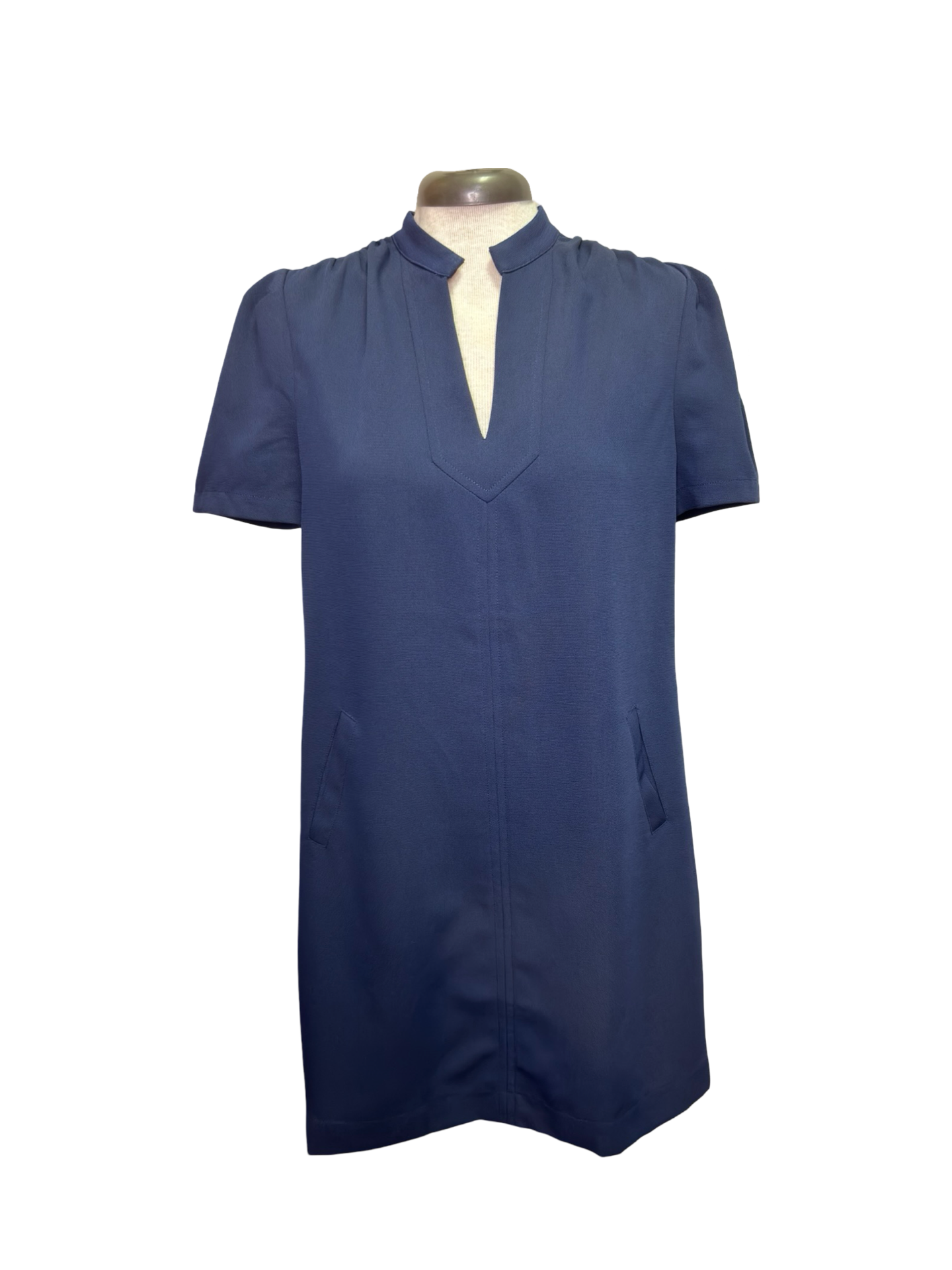 Navy Short Sleeve Chemise Dress