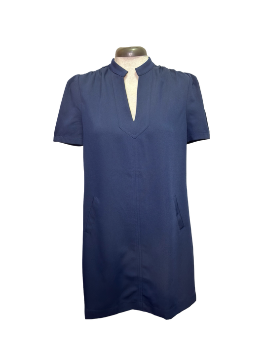 Navy Short Sleeve Chemise Dress