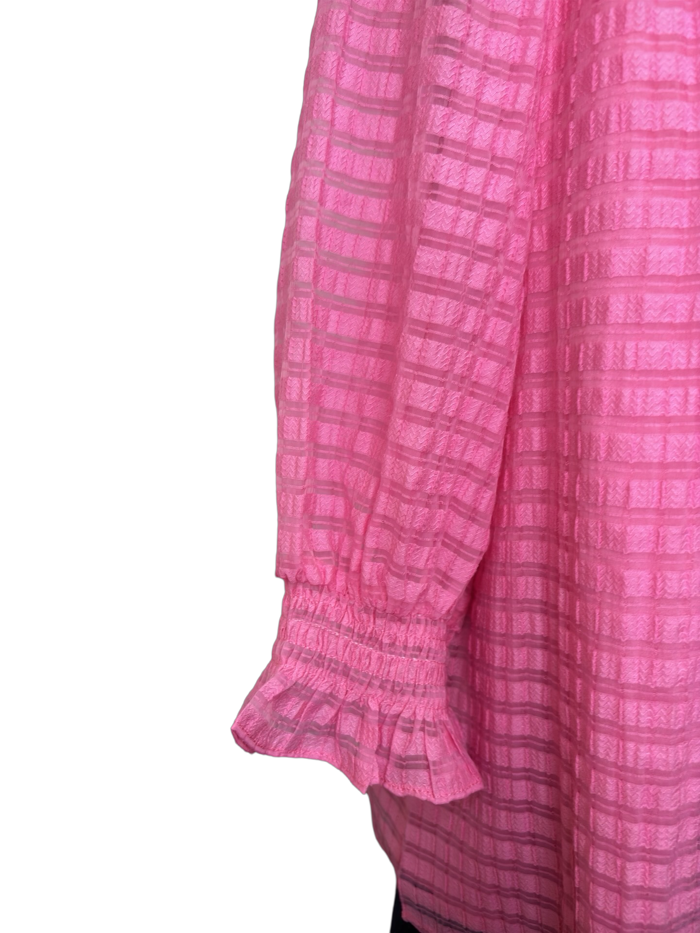 Pink Shirred Shoulder 3/4 Sleeve Top