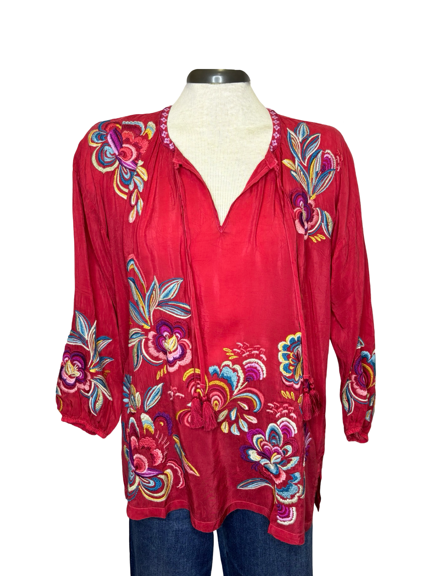 Nemma Embroidered Blouse Savvy Red