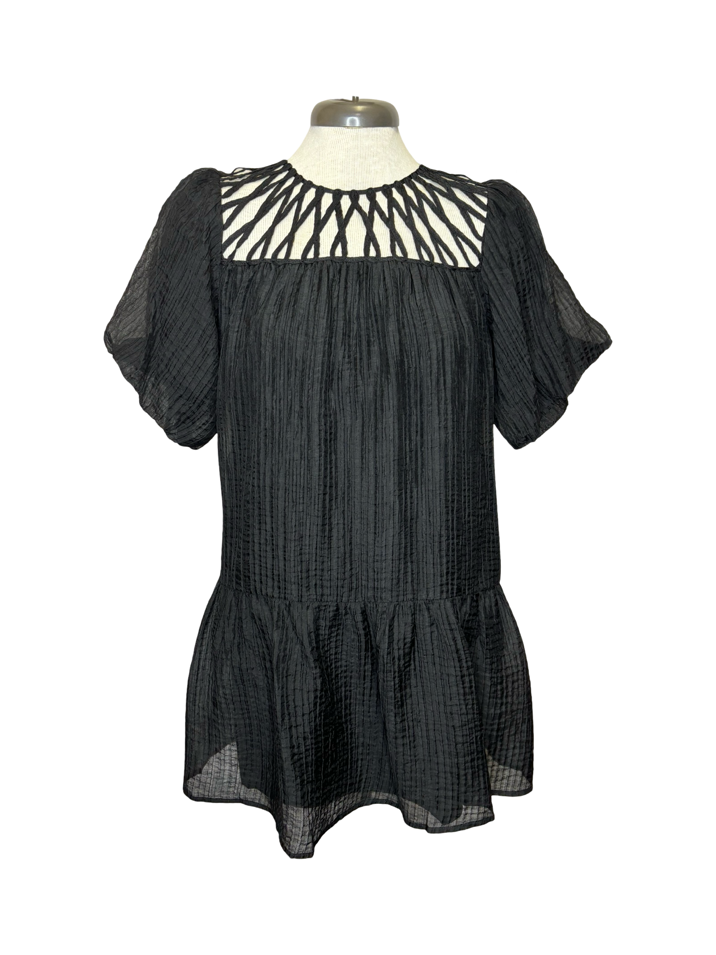 Black Sutache Yoke Dress