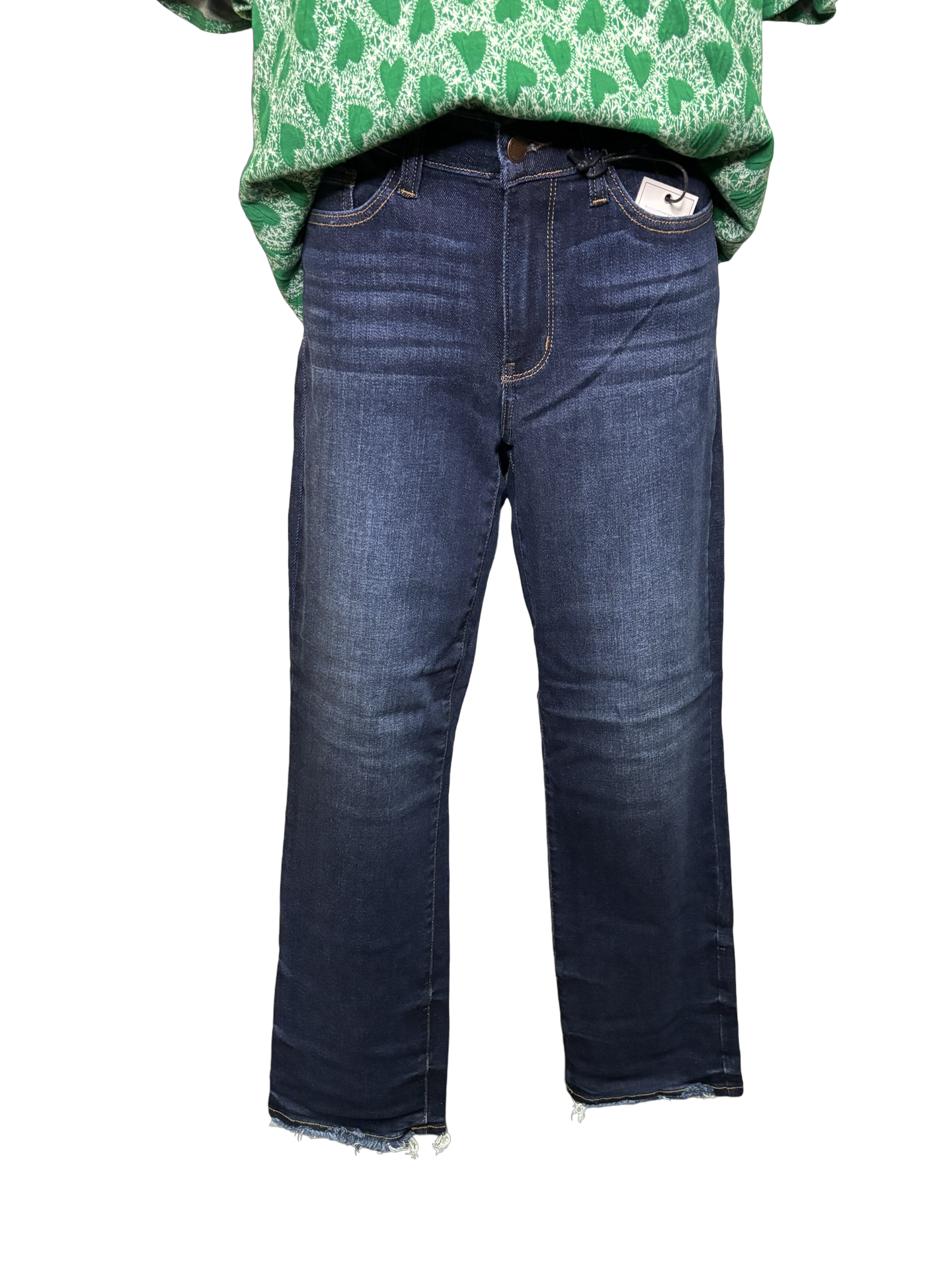 Judy Blue MR Straight Leg Fray Hem Jeans