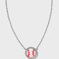 Baseball Short Pendant Necklace Silver Ivory Mother of Pearl