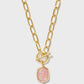 Daphne Link and Chain Necklace Gold Pink Iri Abalone