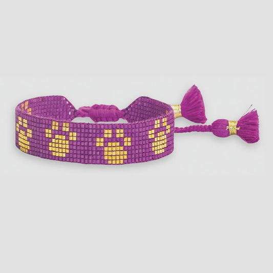 Gabby Game Day Purple/Gold Paw Print Bracelet
