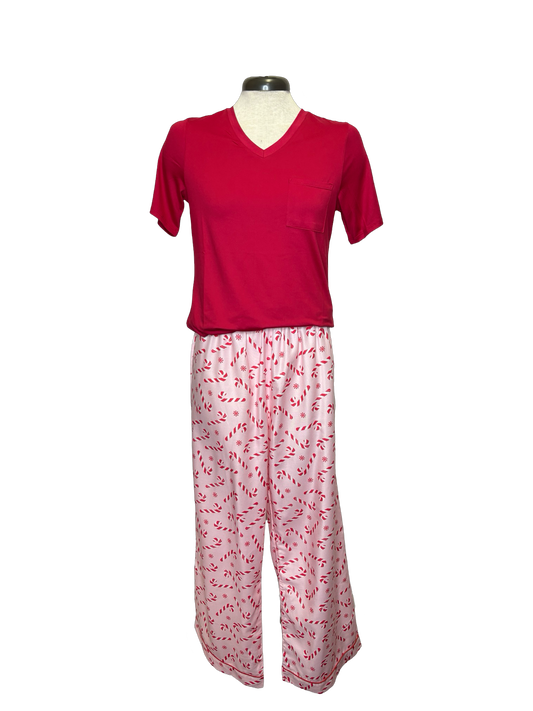 Holiday Pajama Pants Pink Candy Cane