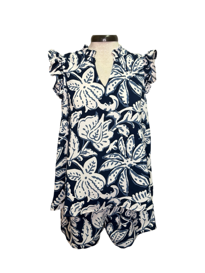 Marlo Printed Top Navy