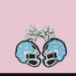 Light Blue Helmet Beaded Earrings