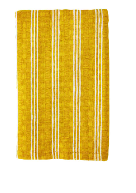 Yellow Stripe Waffle Towel