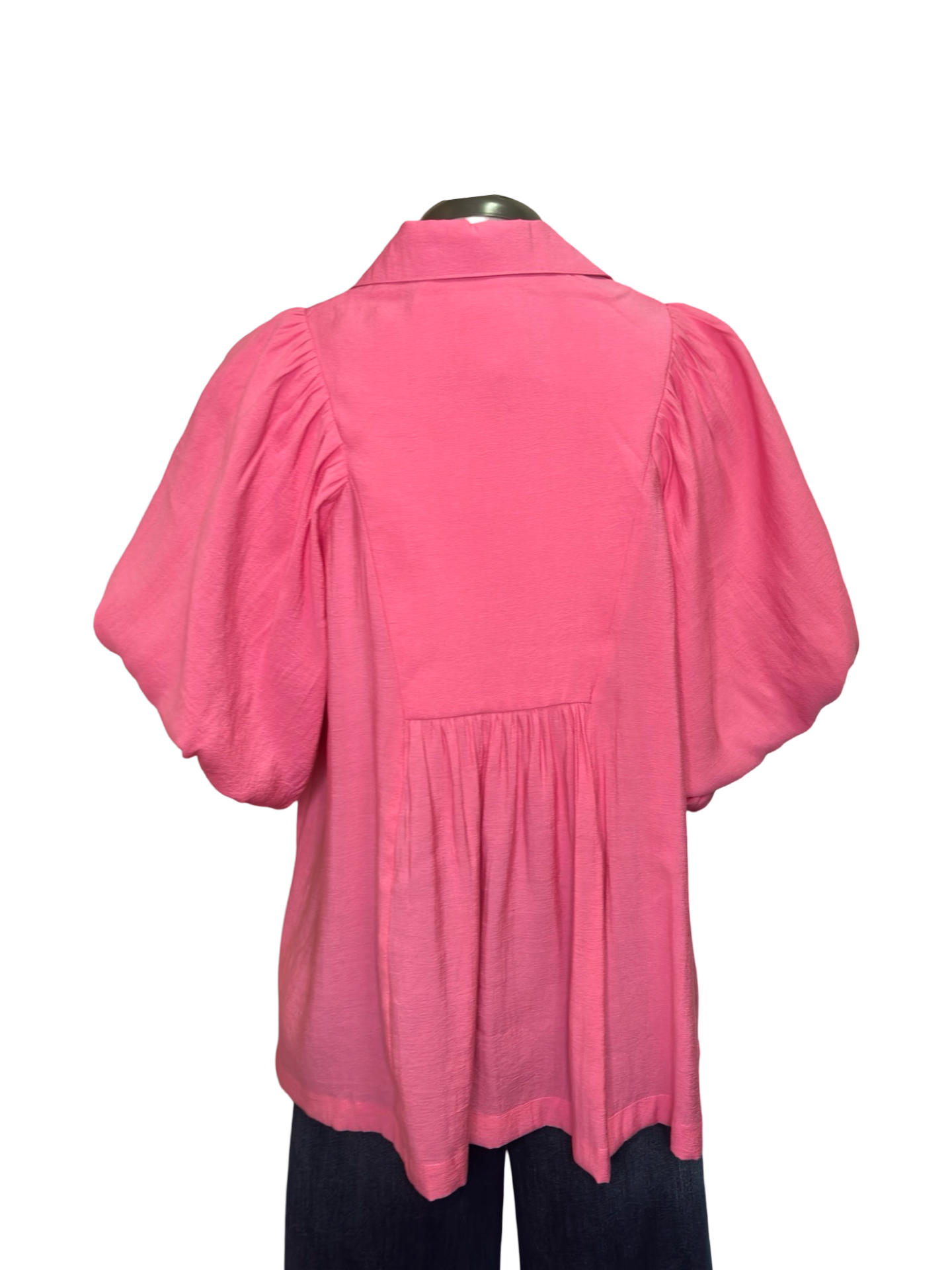 Bubble Sleeve Yoked Top Coral Pink