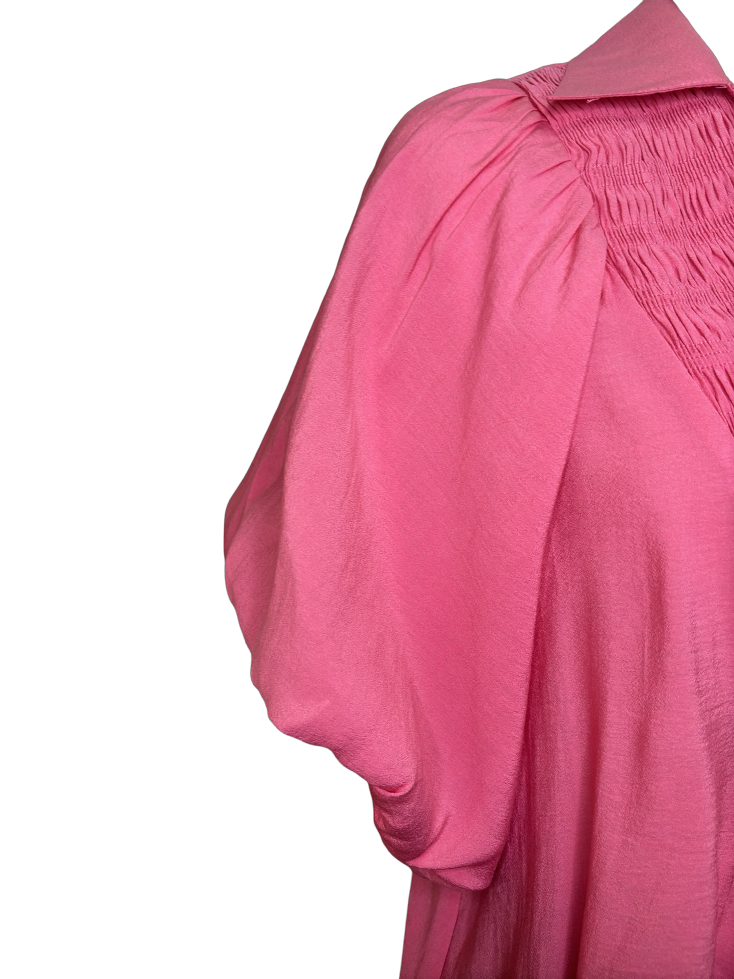 Bubble Sleeve Yoked Top Coral Pink