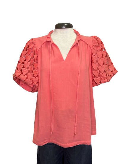 Hearts Aflutter Top Coral