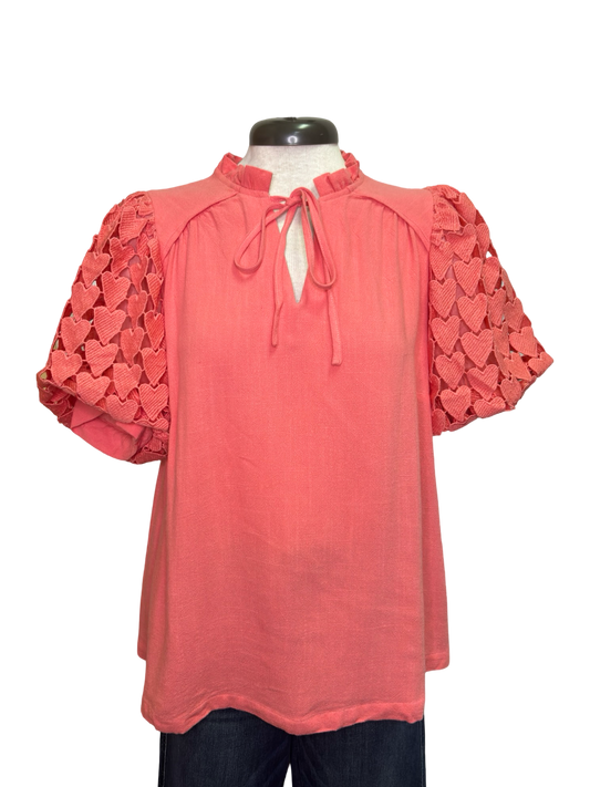 Hearts Aflutter Top Coral