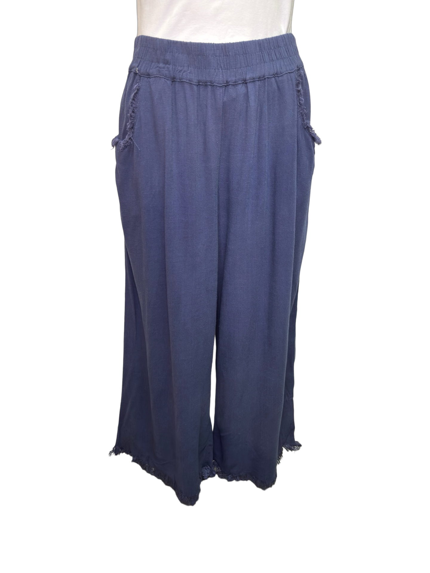 Wide Leg Elastic Waist Pant Navy