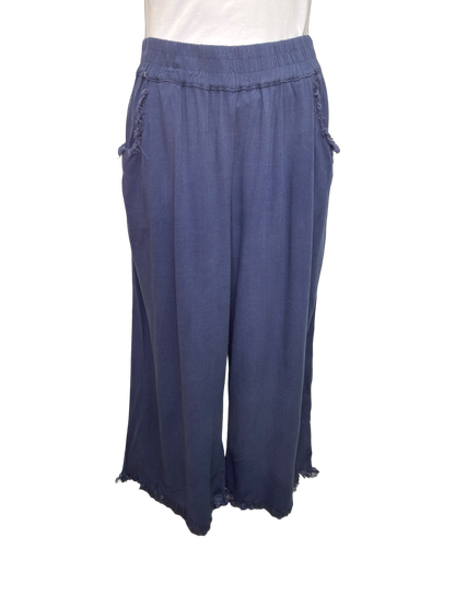 Wide Leg Elastic Waist Pant Navy