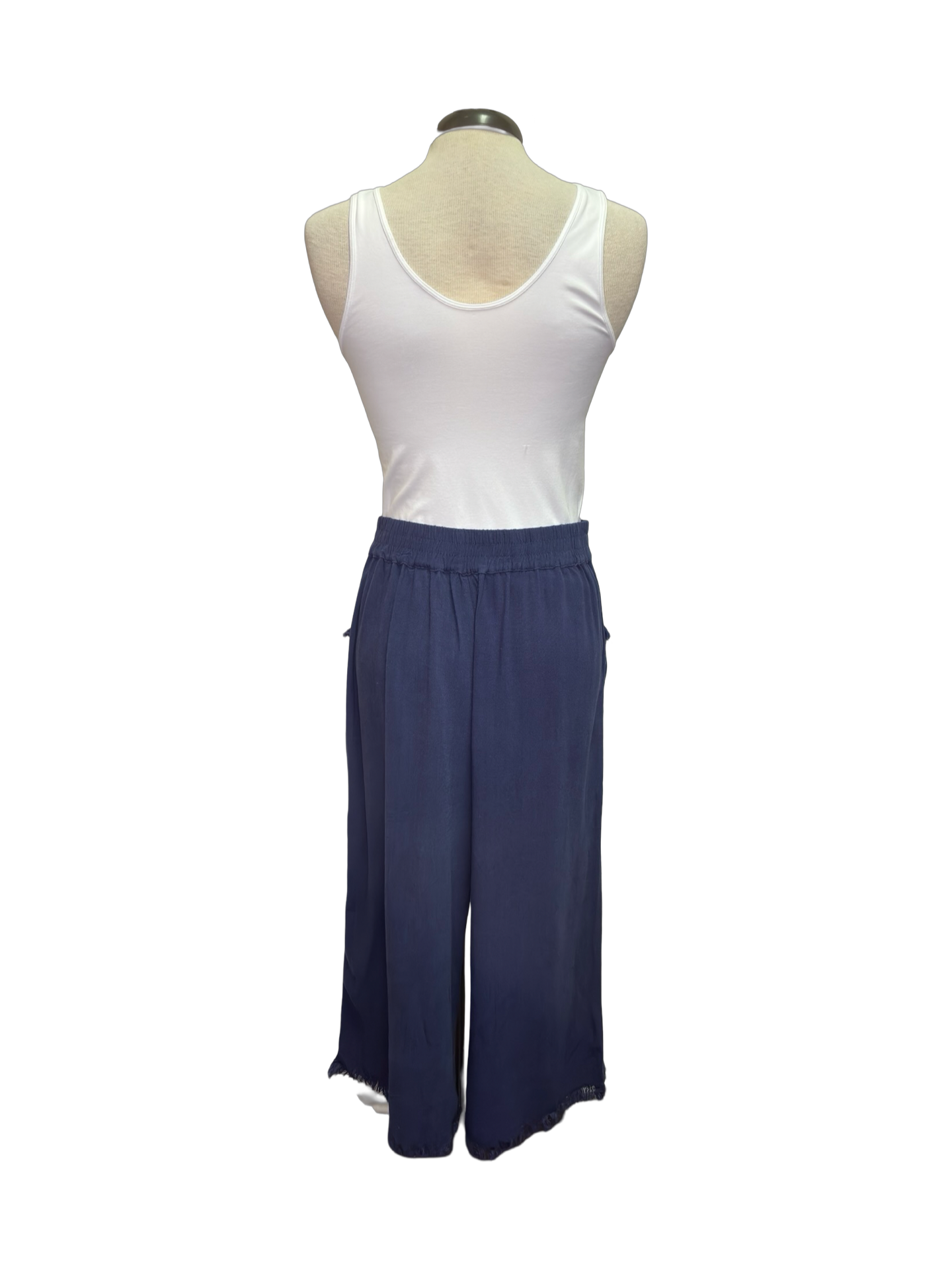 Wide Leg Elastic Waist Pant Navy