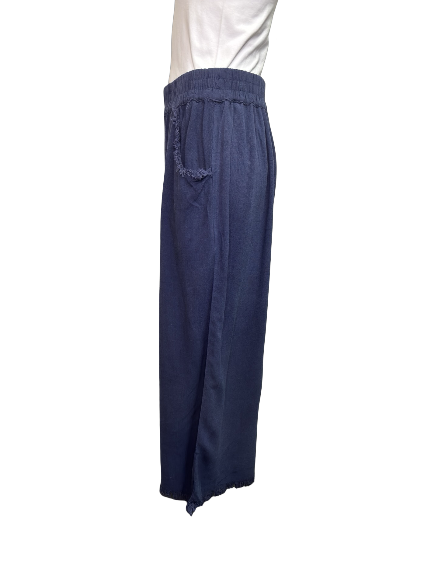 Wide Leg Elastic Waist Pant Navy